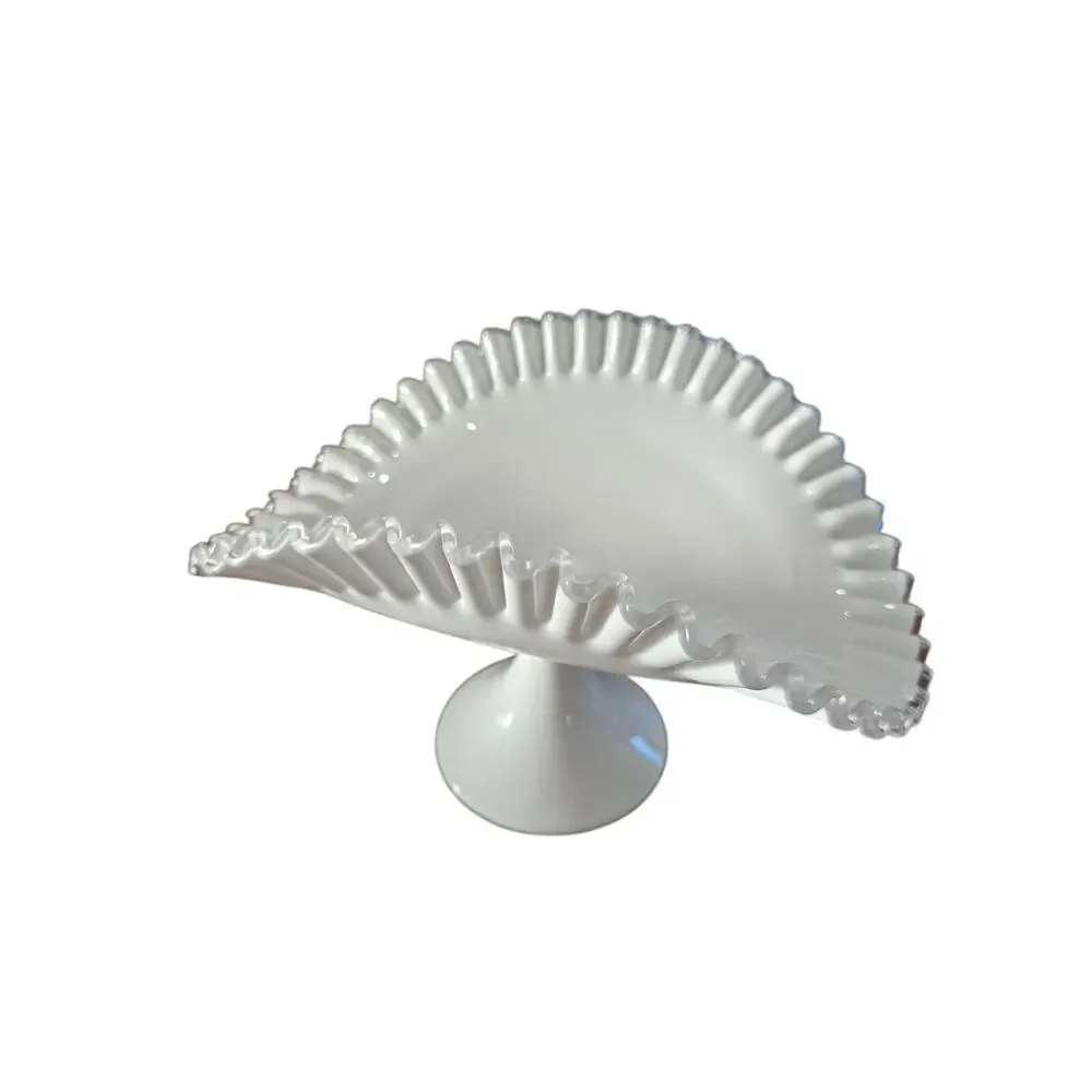 Vintage White Milk Glass Footed Banana Boat read description